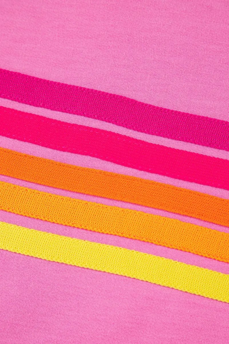 Bonbon Striped Patch Front Casual Tee for Women Styles - Love Salve